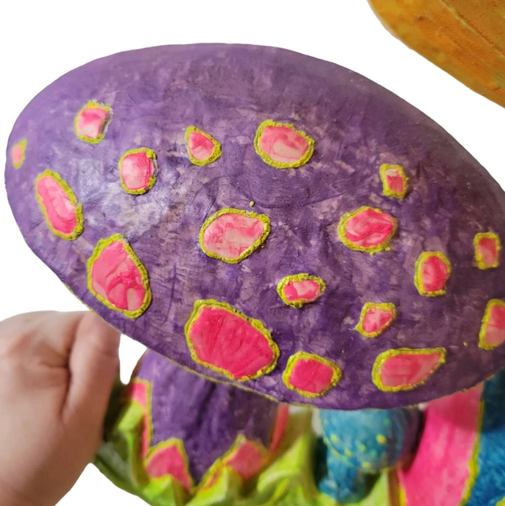 Vintage 1970 Mushroom Wall Hanging Day Glow - Picture 3 of 13